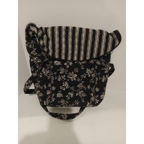 Large Floral Print with Stipes Quilted Backpack - Picture 1 of 3